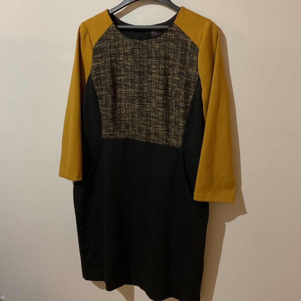 Trulli by Anthropologie Color Block Sheath Dress with Pockets Size 14